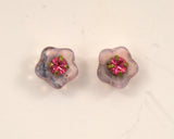 Dainty Glass Earrings Featuring Shiny Crystal Centers