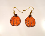 Delightful Hand Painted Fabric Pumpkin Earrings