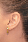 Magnetic Quartz Crystal Dangle Earrings  in Gold Setting