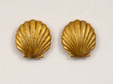 Hand Painted Gold Scallop Shell Magnetic Earrings