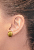 Hand Painted Gold Scallop Shell Magnetic Earrings