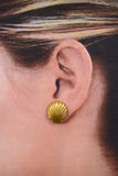 Hand Painted Gold Scallop Shell Magnetic Earrings
