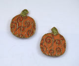 Spiral Fabric Pumpkin Earrings