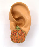 Spiral Fabric Pumpkin Earrings