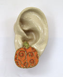Spiral Fabric Pumpkin Earrings