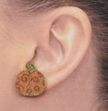 Spiral Fabric Pumpkin Earrings