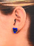 Vibrant Blue Violet Flower Earrings with Sparkling Crystals
