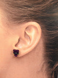 Vibrant Purple Violet Flower Earrings with Sparkling Crystals