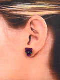 Vibrant Purple Violet Flower Earrings with Sparkling Crystals