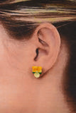 Elegant Yellow Violet Earrings Adorned with Sparkling Crystals