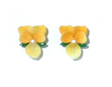 Elegant Yellow Violet Earrings Adorned with Sparkling Crystals