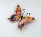 Pink Butterfly Fabric Magnetic Brooch With Cat's Eye Body