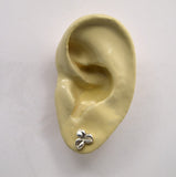 Three Leaf One of a Kind Handmade Fused Sterling Silver Flowers Pierced Earrings - Laura Wilson Gallery 