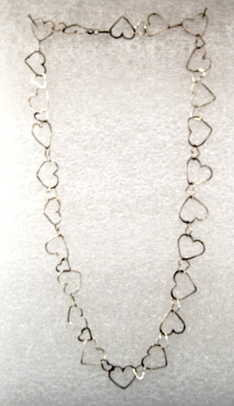 Handmade Sterling Silver Wire Large and Small Heart Link Necklace - Laura Wilson Gallery 