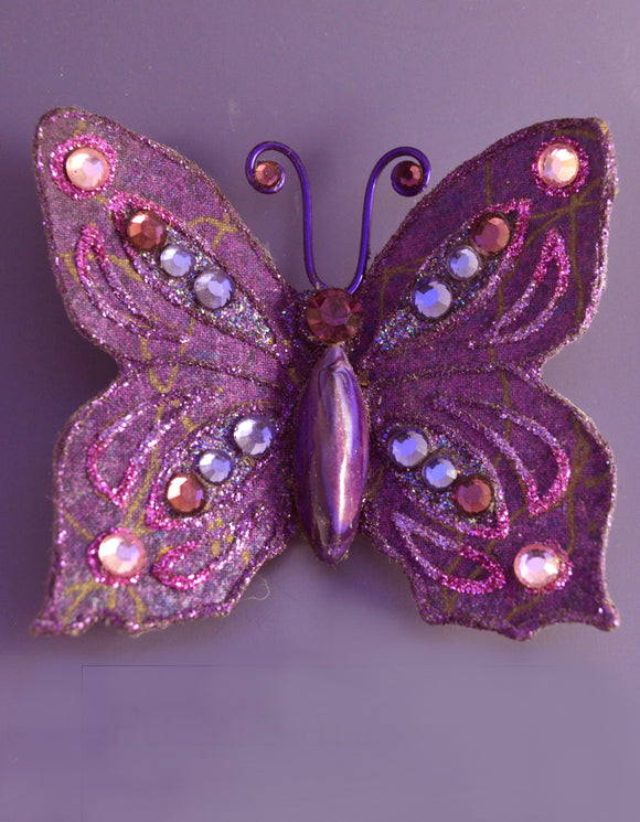 Purple Butterfly Magnetic Brooch With Pink And Purple Crystals - Laura Wilson Gallery 