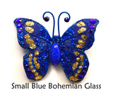 Small Blue Butterfly Fabric Magnetic Brooch With Bohemian Glass Body - Laura Wilson Gallery 