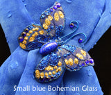 Small Blue Butterfly Fabric Magnetic Brooch With Bohemian Glass Body - Laura Wilson Gallery 