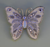 Small Silver Butterfly Magnetic White Fabric Brooch With Opal Glass  Body - Laura Wilson Gallery 
