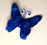 Blue Butterfly Fabric Magnetic Brooch With Bohemiam Crystal  Body - Laura Wilson Gallery 