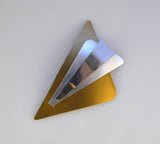 Handmade Original Design in Anodized Gold and Silver Aluminum Triangle Magnetic Brooch - Laura Wilson Gallery 
