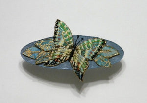 Blue, Green and Black Butterfly Barrette Hair Clip - Laura Wilson Gallery 