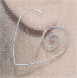 Handmade Wire Heart Hoop Pierced Earring in Sterling Silver - Laura Wilson Gallery 
