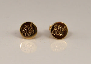 Pierced Earrings in 14 K Gold With The Initials J E W Engved