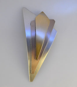 Handmade Original Design Silver, Copper and Gold Aluminum Triangle Magnetic Brooch - Laura Wilson Gallery 