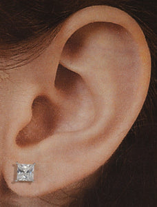 Princess Cut Square 5 mm Magnetic Earrings Corner Setting - Laura Wilson Gallery 