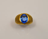 Vintage Blue Glass 10 K Men's Ring