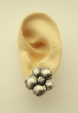 Antique Style Silver Flower Button Magnetic Earrings 25 x 23 mm - Laura Wilson Gallery 