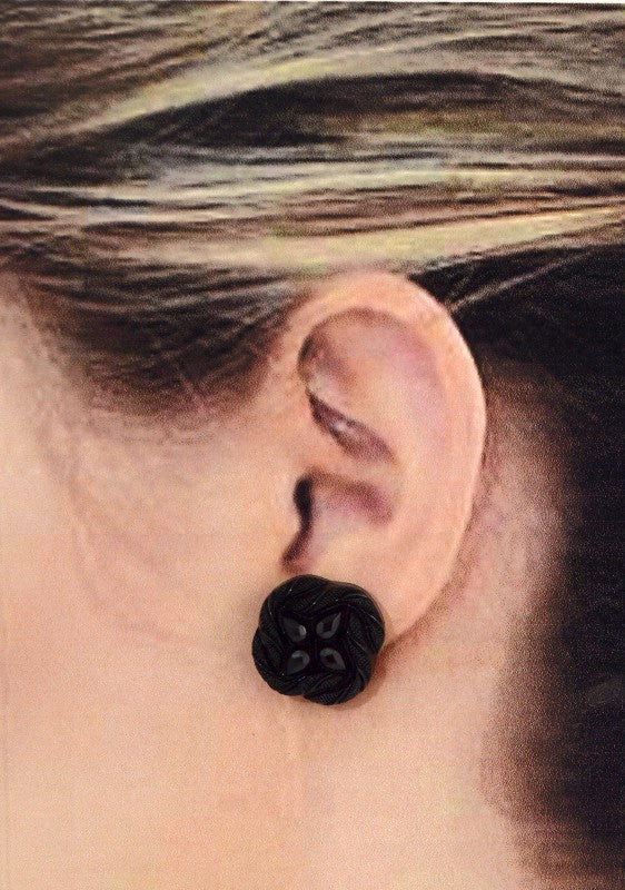 Faceted Black Button Magnetic Earrings - Laura Wilson Gallery 