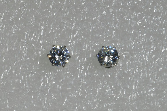 Faceted 7 mm Cubic Zirconia In 6 Prong Gold Setting Magnetic Earrings - Laura Wilson Gallery 