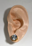 Faceted 9 mm Cubic Zirconia In 6 Prong Gold Setting Magnetic Earrings - Laura Wilson Gallery 