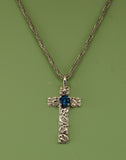 Fused Sterling Cross with Blue Topaz