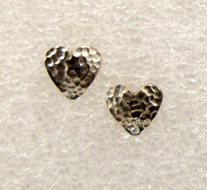 12 mm Hammer Finish Sterling Silver Heart Magnetic or Pierced Earrings