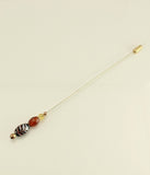 6 Inch Black, Brown and Amber Hat Pin