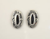 Large Embossed Silver Oval Magnetic Earrings - Laura Wilson Gallery 