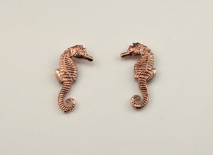 Handmade 11 x 22 mm Copper Seahorse Magnetic Non Pierced Clip Earring - Laura Wilson Gallery 