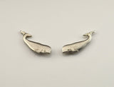Handmade 26 x 10 mm Pewter Plated Brass Whale Magnetic Non Pierced Clip Earring - Laura Wilson Gallery 