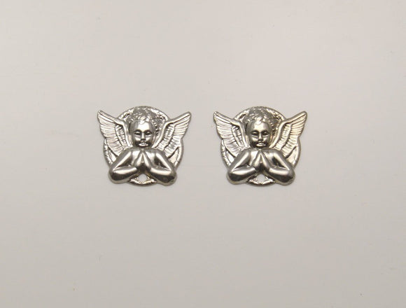 Silver Or Gold Magnetic Praying Angel Magnetic Clip or Pierced Earrings - Laura Wilson Gallery 