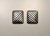 Embossed Silver 18 x 20 mm Rectangle Magnetic Non Pierced Clip Earrings - Laura Wilson Gallery 