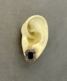 Silver and Black Enamel 15 x 18 mm Rectangle Magnetic Earrings - Laura Wilson Gallery 