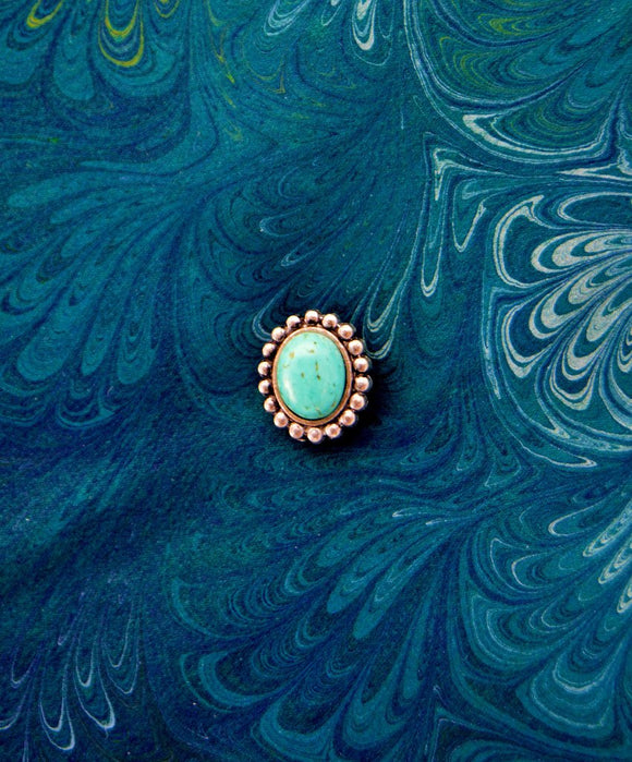 15 x 18 mm Turquoise and Silver Magnetic Tie Clip, Tie Tack or Brooch - Laura Wilson Gallery 