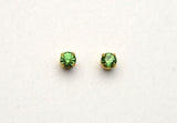 3 mm Round Swarovski Crystal Magnetic Earrings in Light Green Chrysolite - Laura Wilson Gallery 