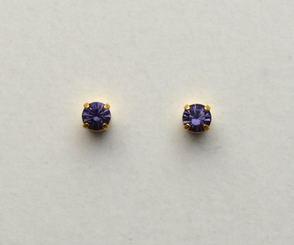 3 mm Round Tanzanite Crystal Magnetic Earrings - Laura Wilson Gallery 