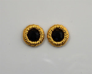 22 mm Round Gold Magnetic Clip On Earrings with 10 mm Acrylic Stone - Laura Wilson Gallery 