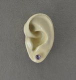 6.5 mm Round Violet Swarovski Crystal Magnetic Earrings - Laura Wilson Gallery 