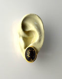 18 x 22 mm Black With Gold Matrix Oval Magnetic Non Pierced Clip Earrings - Laura Wilson Gallery 