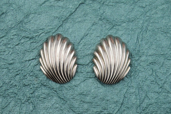 Nickel Free Silver Plated  Brass Scallop Shell Magnetic Earrings - Laura Wilson Gallery 